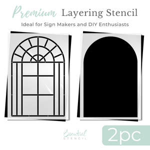 Layered Arch Window Stencil (2pk)-Collaboration-Essential Stencil