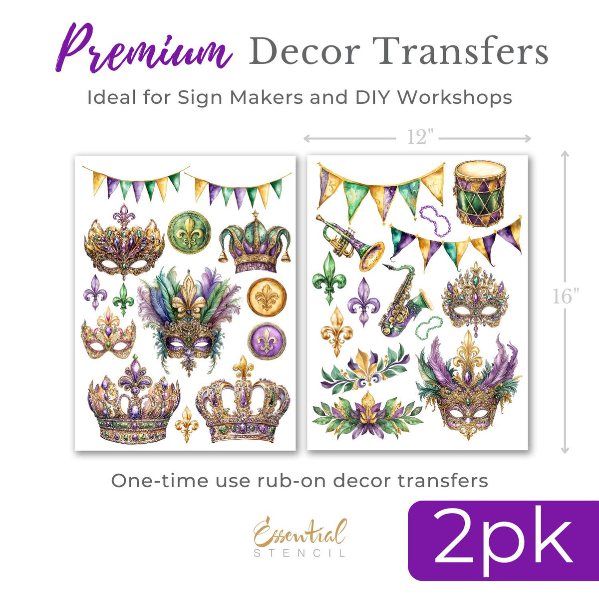 Mardi Gras Masquerade Rub-on Transfer Set-Rub-on Transfer-Essential Stencil