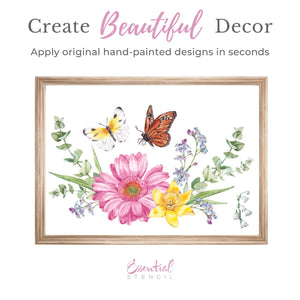 Spring Flowers & Butterflies Rub-on Transfer-Rub-on Transfer-Essential Stencil