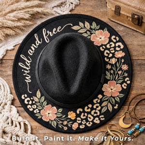 Wild Floral Leopard-Hat Stencil-Essential Stencil
