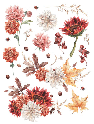 Autumn Flower Rub-on Transfer Set-Rub-on Transfer-Essential Stencil