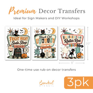 Retro Fright Night Transfer Set-Rub-on Transfer-Essential Stencil
