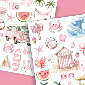 Pink Coastal-Rub-on Transfer-Essential Stencil
