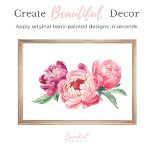 Spring Peonies Rub-on Transfer-Rub-on Transfer-Essential Stencil