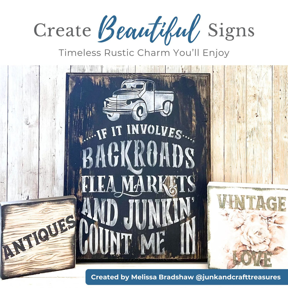 Junkin' Count Me in Stencil-Collaboration-Essential Stencil