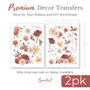 Autumn Flower Rub-on Transfer Set-Rub-on Transfer-Essential Stencil
