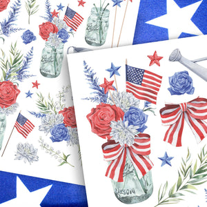 All American Blossoms Rub-on Transfer Set-Rub-on Transfer-Essential Stencil