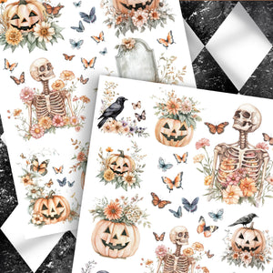 Bones to Blossoms Halloween Rub-on Transfer Set-Rub-on Transfer-Essential Stencil