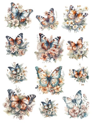 Vintage Butterflies Rub-on Transfer-Rub-on Transfer-Essential Stencil
