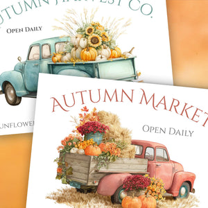 Vintage Autumn Trucks Rub-on Transfer Set-Rub-on Transfer-Essential Stencil