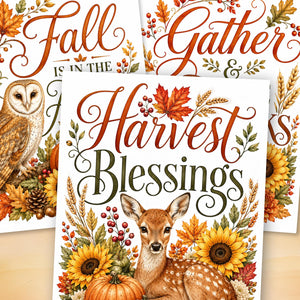 Autumn Woodland Blessings Transfer Set-Rub-on Transfer-Essential Stencil