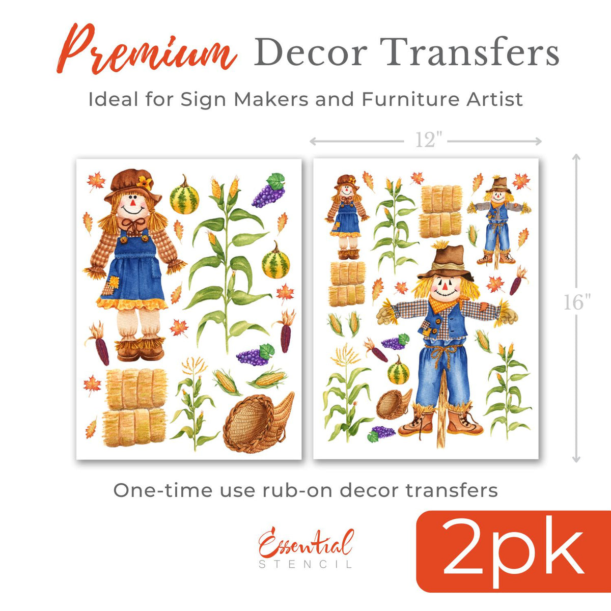 Scarecrow Rub-on Transfers-Rub-on Transfer-Essential Stencil