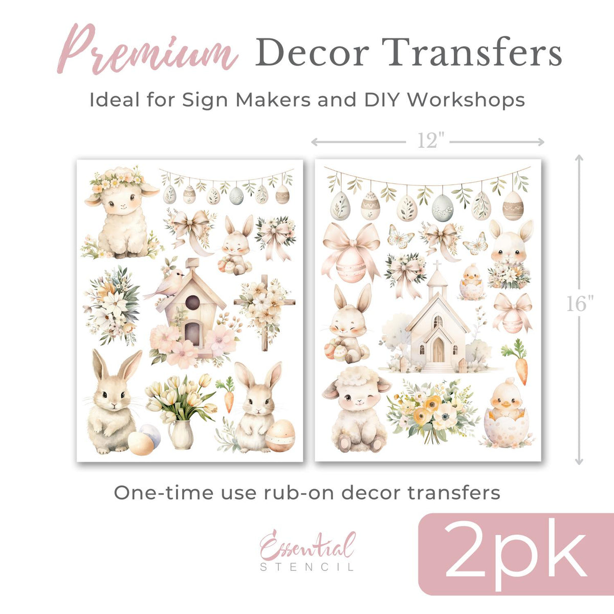 Easter Blessings Rub-on Transfer Set-Rub-on Transfer-Essential Stencil