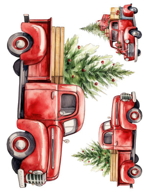 Vintage Christmas Trucks Rub-on Transfer Set-Rub-on Transfer-Essential Stencil