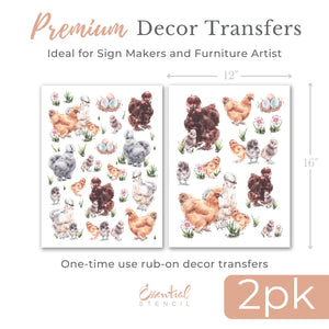 Silkie Chicken Rub-on Transfers-Rub-on Transfer-Essential Stencil