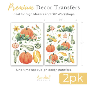 Pumpkin Harvest Rub-on Transfer-Rub-on Transfer-Essential Stencil