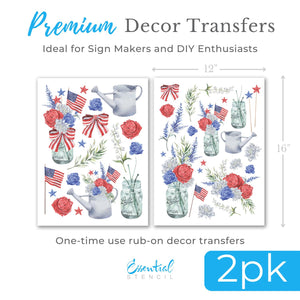 All American Blossoms Rub-on Transfer Set-Rub-on Transfer-Essential Stencil