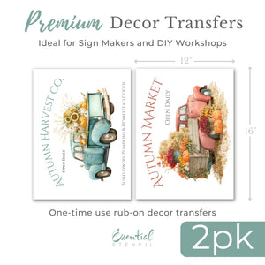 Vintage Autumn Trucks Rub-on Transfer Set-Rub-on Transfer-Essential Stencil