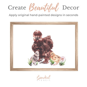 Silkie Chicken Rub-on Transfers-Rub-on Transfer-Essential Stencil