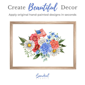 Patriotic Florals Rub-on Transfers-Rub-on Transfer-Essential Stencil