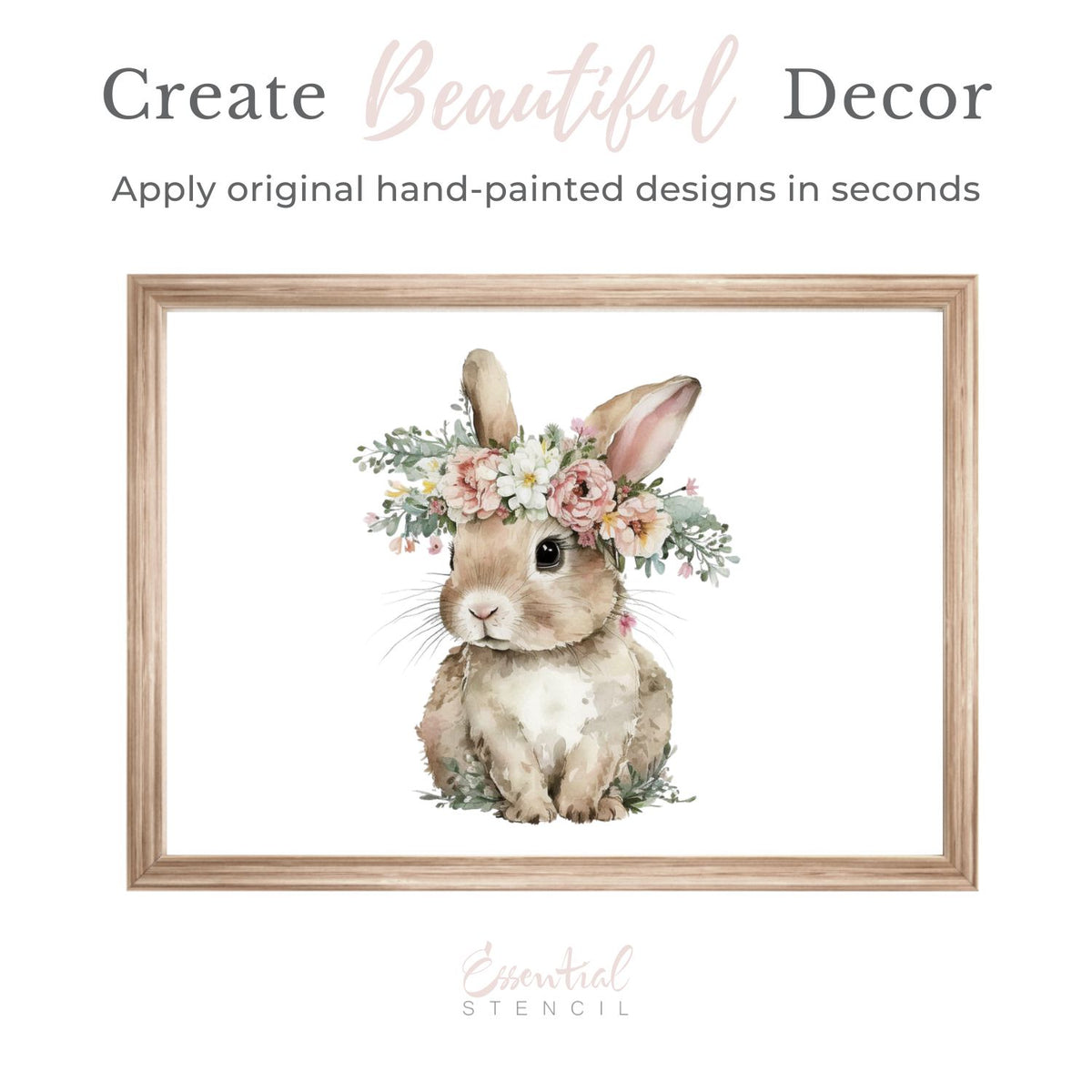 Vintage Floral Bunnies - Rub-on Transfer-Rub-on Transfer-Essential Stencil