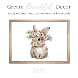 Vintage Floral Bunnies - Rub-on Transfer-Rub-on Transfer-Essential Stencil