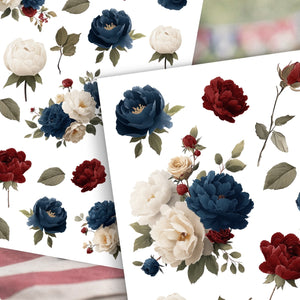 Red, White & Bloom-Rub-on Transfer-Essential Stencil