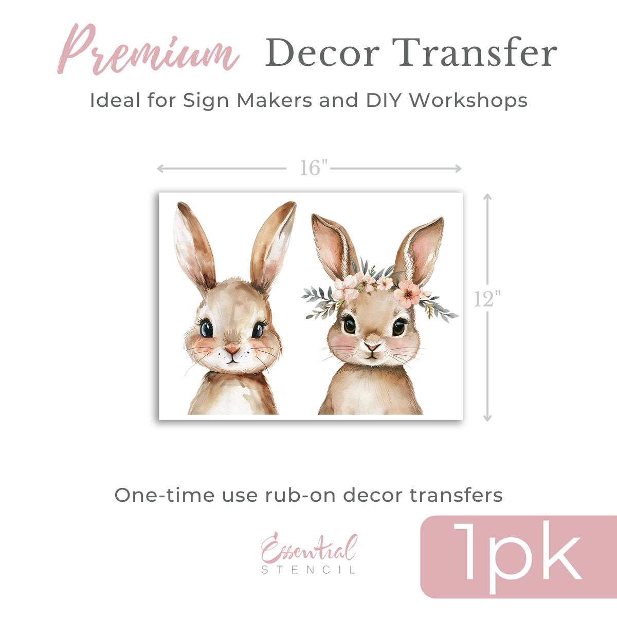 Bunny Portraits Rub-on Transfer-Rub-on Transfer-Essential Stencil