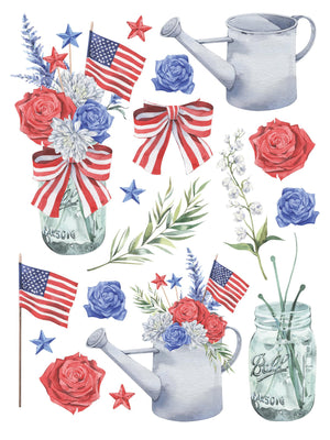 All American Blossoms Rub-on Transfer Set-Rub-on Transfer-Essential Stencil