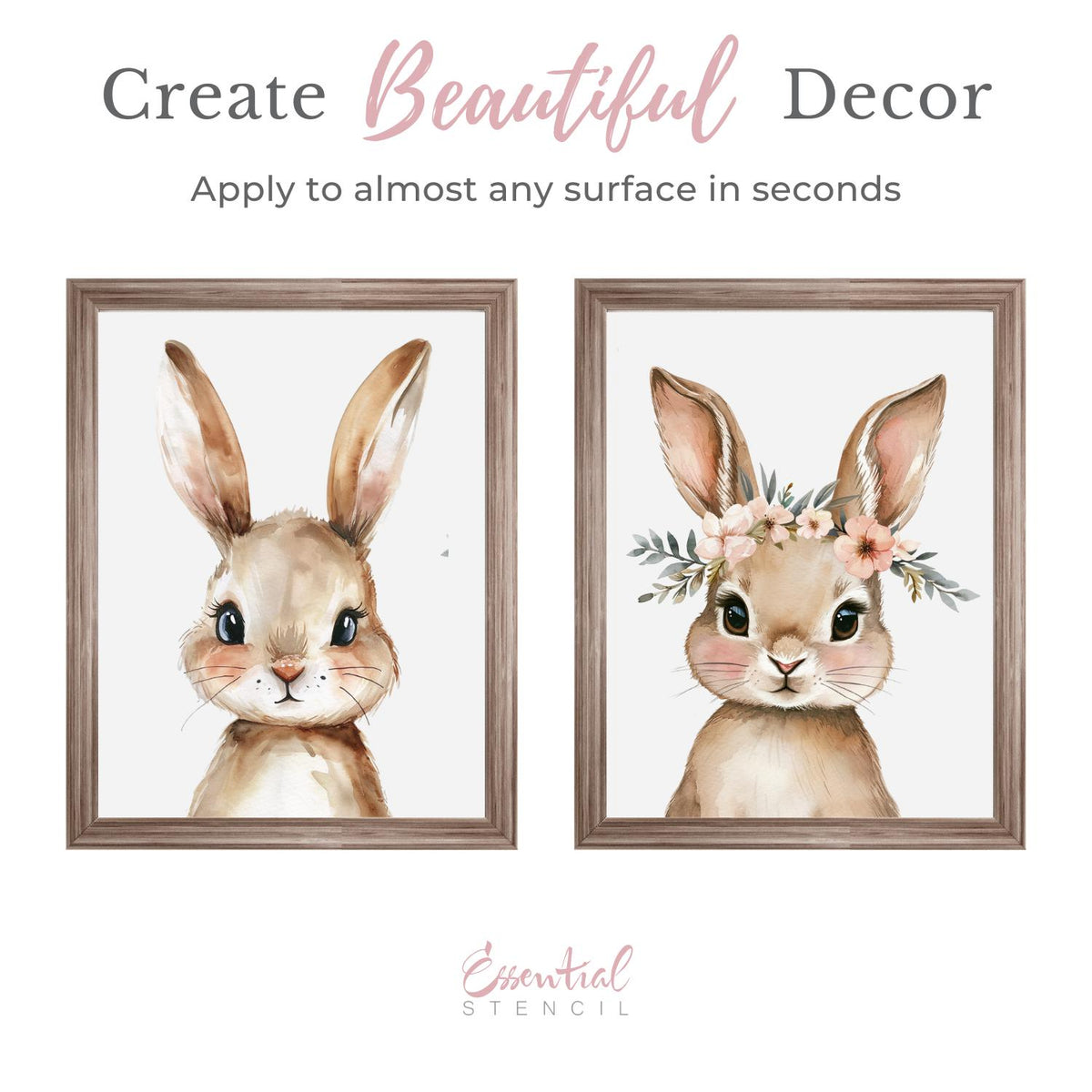 Bunny Portraits Rub-on Transfer-Rub-on Transfer-Essential Stencil