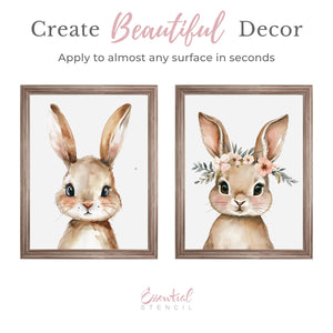 Bunny Portraits Rub-on Transfer-Rub-on Transfer-Essential Stencil