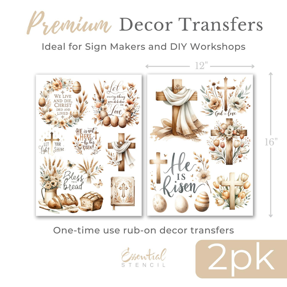 Easter 2025 Rub-On Transfer Bundle-Easter-Essential Stencil