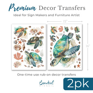 Sea Turtles and Shells Rub-on Transfer-Rub-on Transfer-Essential Stencil
