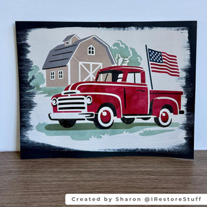 Layering Patriotic Barn and Truck Stencil-Patriotic-Essential Stencil