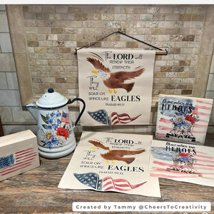 Patriotic Eagle and Flag, Isaiah 40:31 Stencil-Patriotic-Essential Stencil