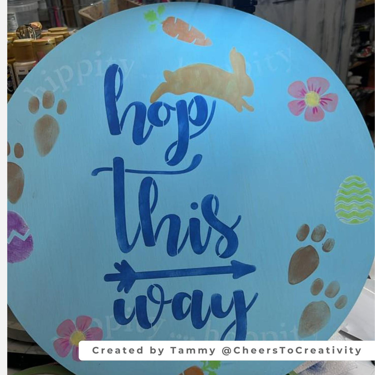 Easter Bunny Hop This Way 5ft Porch Stencil-Easter-Essential Stencil