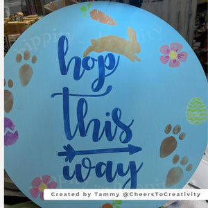 Easter Bunny Hop This Way 5ft Porch Stencil-Easter-Essential Stencil