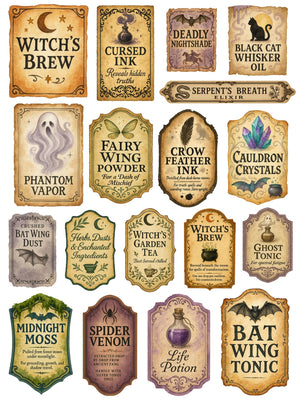 Vintage Apothecary Labels Rub-on Transfer Set-Rub-on Transfer-Essential Stencil