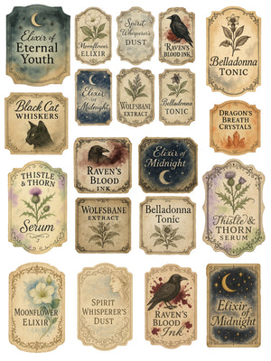 Vintage Apothecary Labels Rub-on Transfer Set-Rub-on Transfer-Essential Stencil