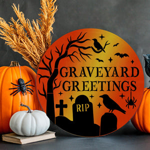 Graveyard Greetings Door Hanger Stencil-Halloween-Essential Stencil