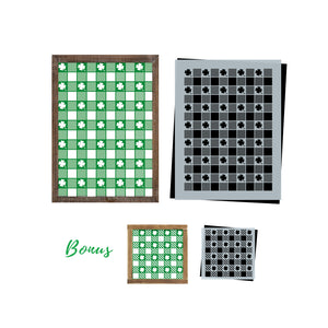 Shamrock Buffalo Check Stencil + Bonus-St. Patricks Day-Essential Stencil