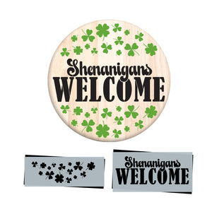 Shenanigans Welcome Door Hanger Sign Stencil-St. Patricks Day-Essential Stencil