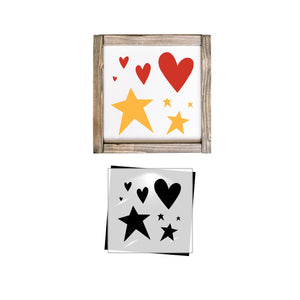 Hearts and Stars 11 x 11 Stencil-Fall-Essential Stencil