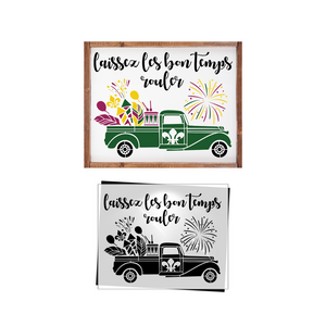 Mardi Gras Vintage Truck 10x8 Stencil-Mardi Gras-Essential Stencil