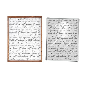 Love is patient script 12x16 Stencil-Valentine-Essential Stencil