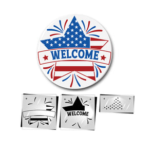 Patriotic Welcome Door Hanger Stencil-Patriotic-Essential Stencil