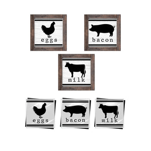 Eggs Bacon Milk Mini Sign Stencils 6x6 (3 Pack)-Farm-Essential Stencil