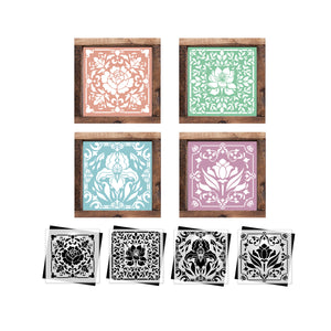 Flower Tile Mini Stencil Set (4 Pk)-Spring-Essential Stencil