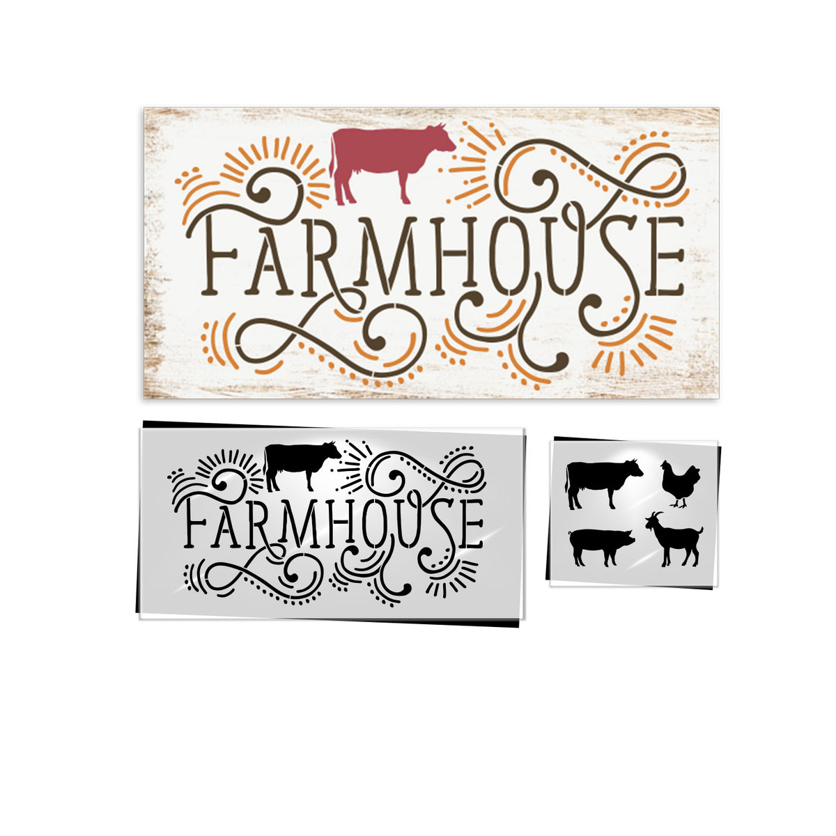 Farmhouse 16x8 1pc + Bonus Stencil-Farm-Essential Stencil