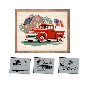 Layering Patriotic Barn and Truck Stencil-Patriotic-Essential Stencil